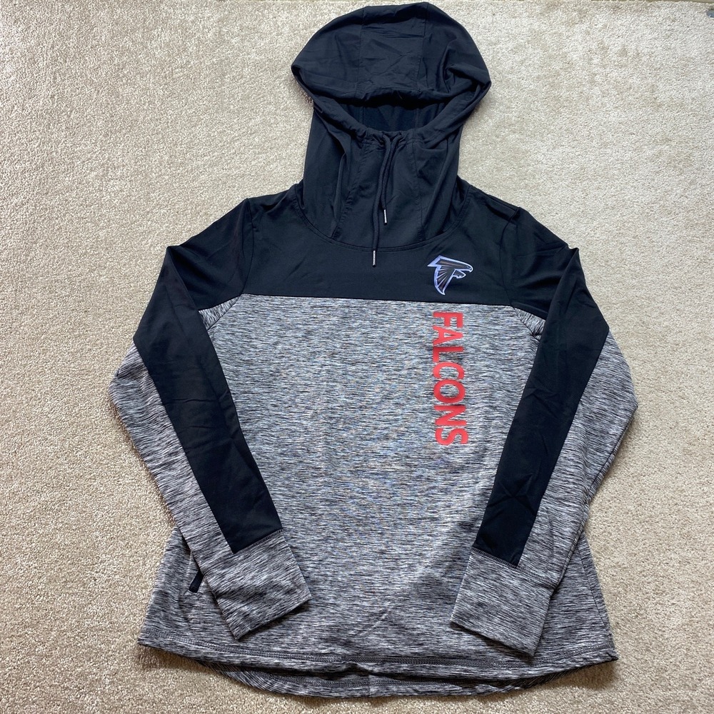 NFL Team Apparel Atlanta Falcons Hoodie Womens L Black Gray Space Dye Pullover